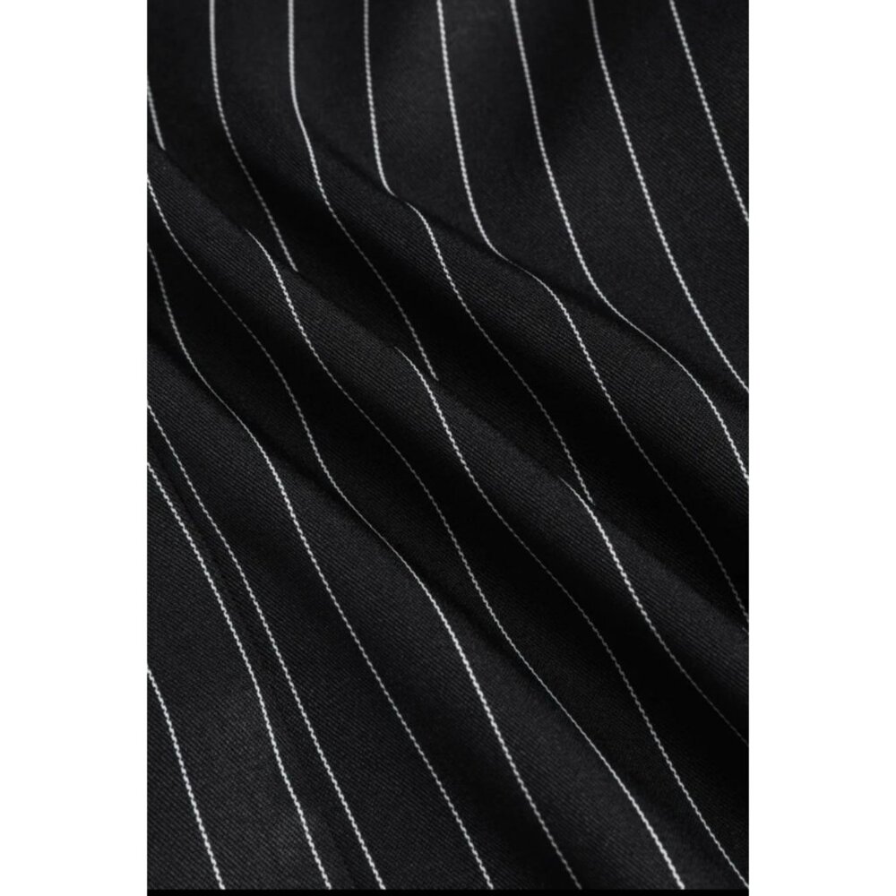 Cider Women’s Medium Pin Striped Button Front Straight Leg Pants Black White New - Picture 9 of 10